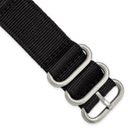18mm Two-Piece Black Ballistic Nylon with Brushed Stainless Steel Buckle and Quick Release Spring Bars 8.5 inch Watch Band