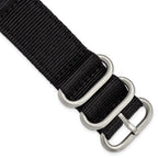Black Ballistic Nylon Watch Band in Brushed Stainless Steel, 18mm - Sophia Jewelers