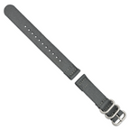 18mm Two-Piece Grey Ballistic Nylon with Brushed Stainless Steel Buckle and Quick Release Spring Bars 8.5 inch Watch Band