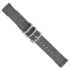18mm Two-Piece Grey Ballistic Nylon with Brushed Stainless Steel Buckle and Quick Release Spring Bars 8.5 inch Watch Band