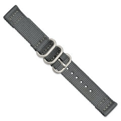 18mm Two-Piece Grey Ballistic Nylon with Brushed Stainless Steel Buckle and Quick Release Spring Bars 8.5 inch Watch Band
