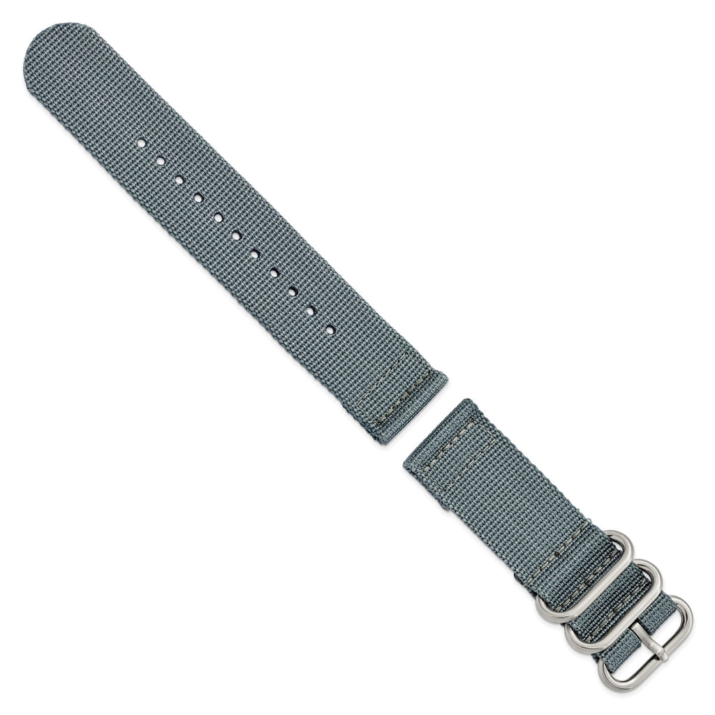 Grey Two-Piece Ballistic Nylon Watch Band in Fabric - Sophia Jewelers