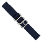 18mm Two-Piece Navy Ballistic Nylon with Brushed Stainless Steel Buckle and Quick Release Spring Bars 8.5 inch Watch Band