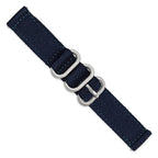 Navy Ballistic Nylon Watch Band in Stainless Steel, 18mm - Sophia Jewelers
