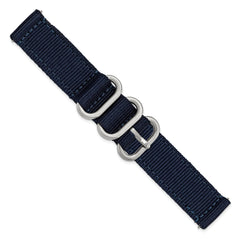 18mm Two-Piece Navy Ballistic Nylon with Brushed Stainless Steel Buckle and Quick Release Spring Bars 8.5 inch Watch Band