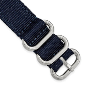 Navy Ballistic Nylon Watch Band in Stainless Steel, 18mm - Sophia Jewelers