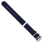 Navy Nylon Watch Band with Silver-Tone Buckle 20mm