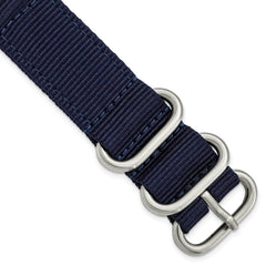 18mm Two-Piece Navy Ballistic Nylon with Brushed Stainless Steel Buckle and Quick Release Spring Bars 8.5 inch Watch Band