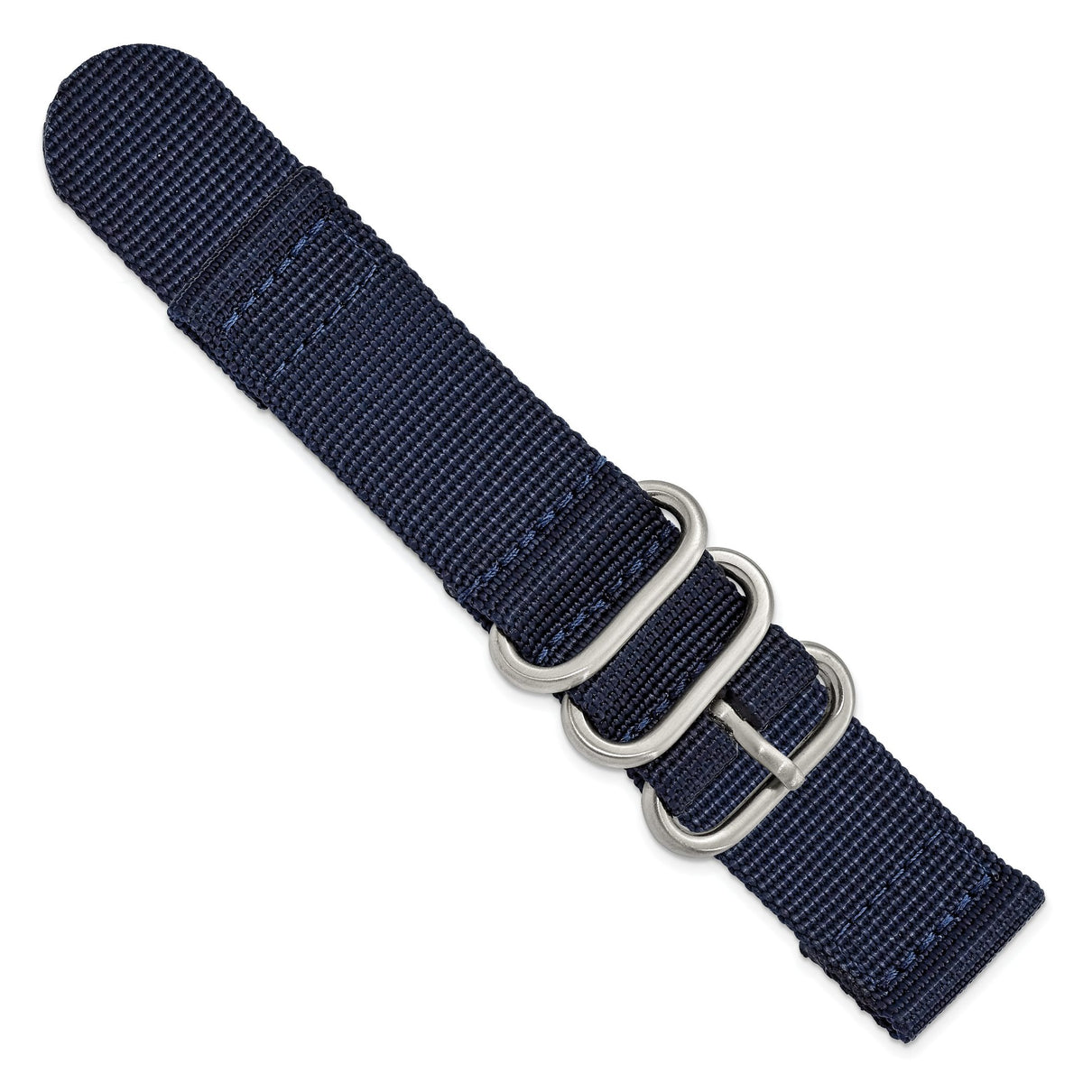 Navy Ballistic Nylon Watch Band in Stainless Steel, 18mm - Sophia Jewelers