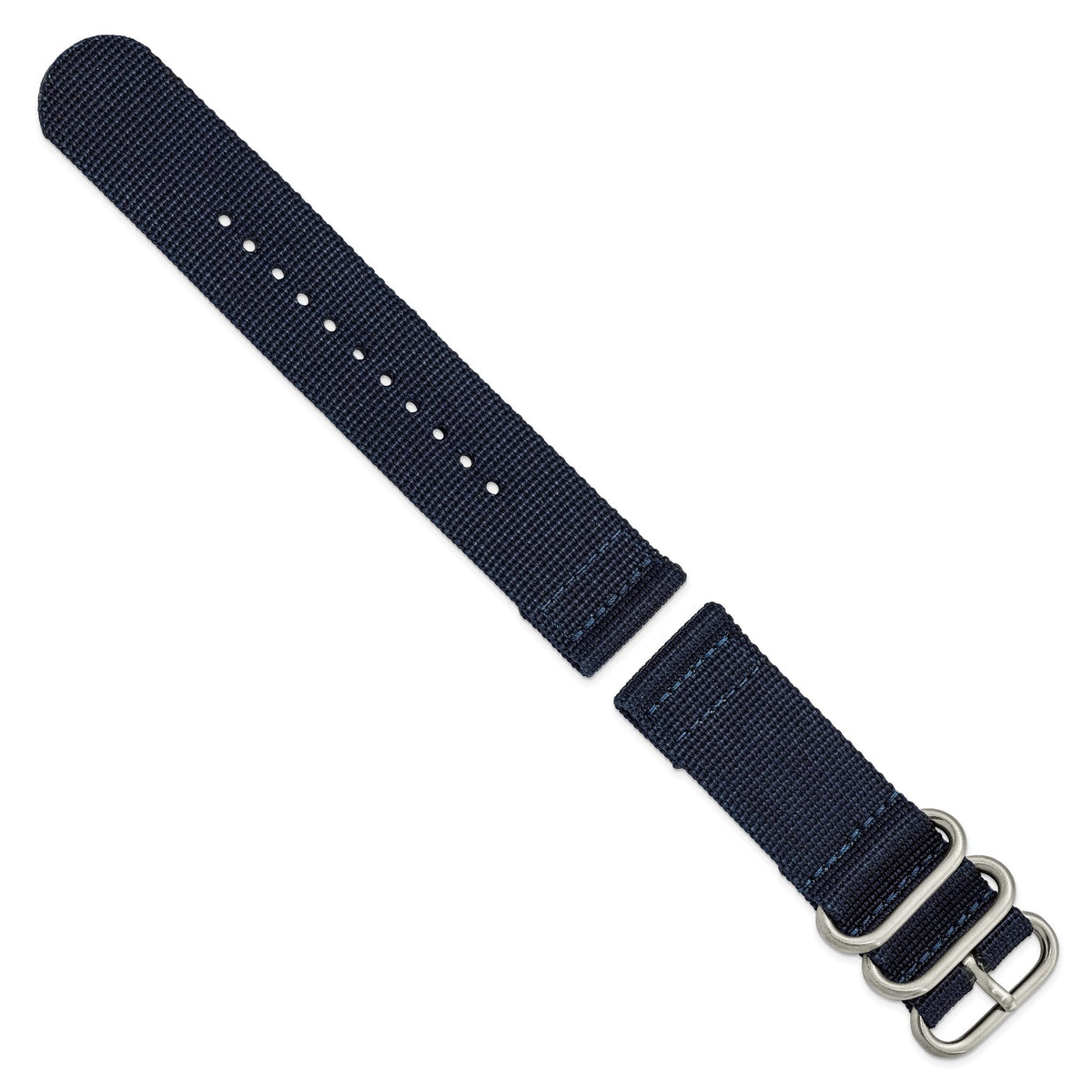 Navy Ballistic Nylon Watch Band in Stainless Steel, 18mm - Sophia Jewelers