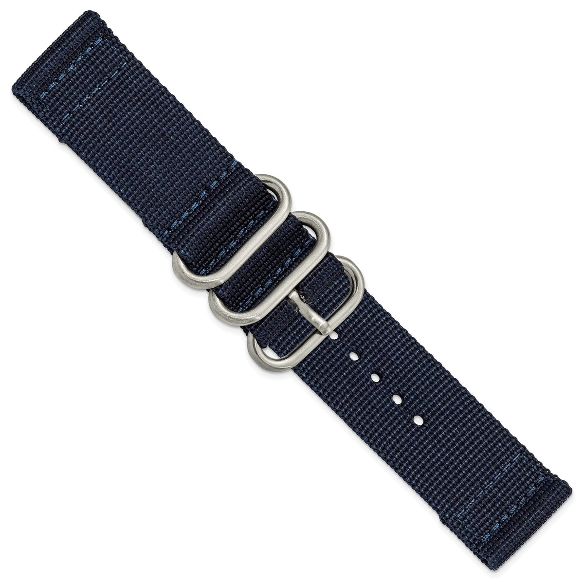 Navy Ballistic Nylon Watch Band in Stainless Steel, 18mm - Sophia Jewelers