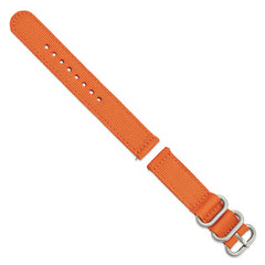 18mm Two-Piece Orange Ballistic Nylon with Brushed Stainless Steel Buckle and Quick Release Spring Bars 8.5 inch Watch Band