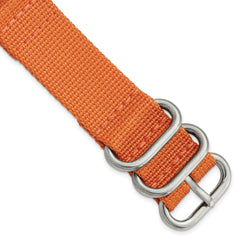 18mm Two-Piece Orange Ballistic Nylon with Brushed Stainless Steel Buckle and Quick Release Spring Bars 8.5 inch Watch Band