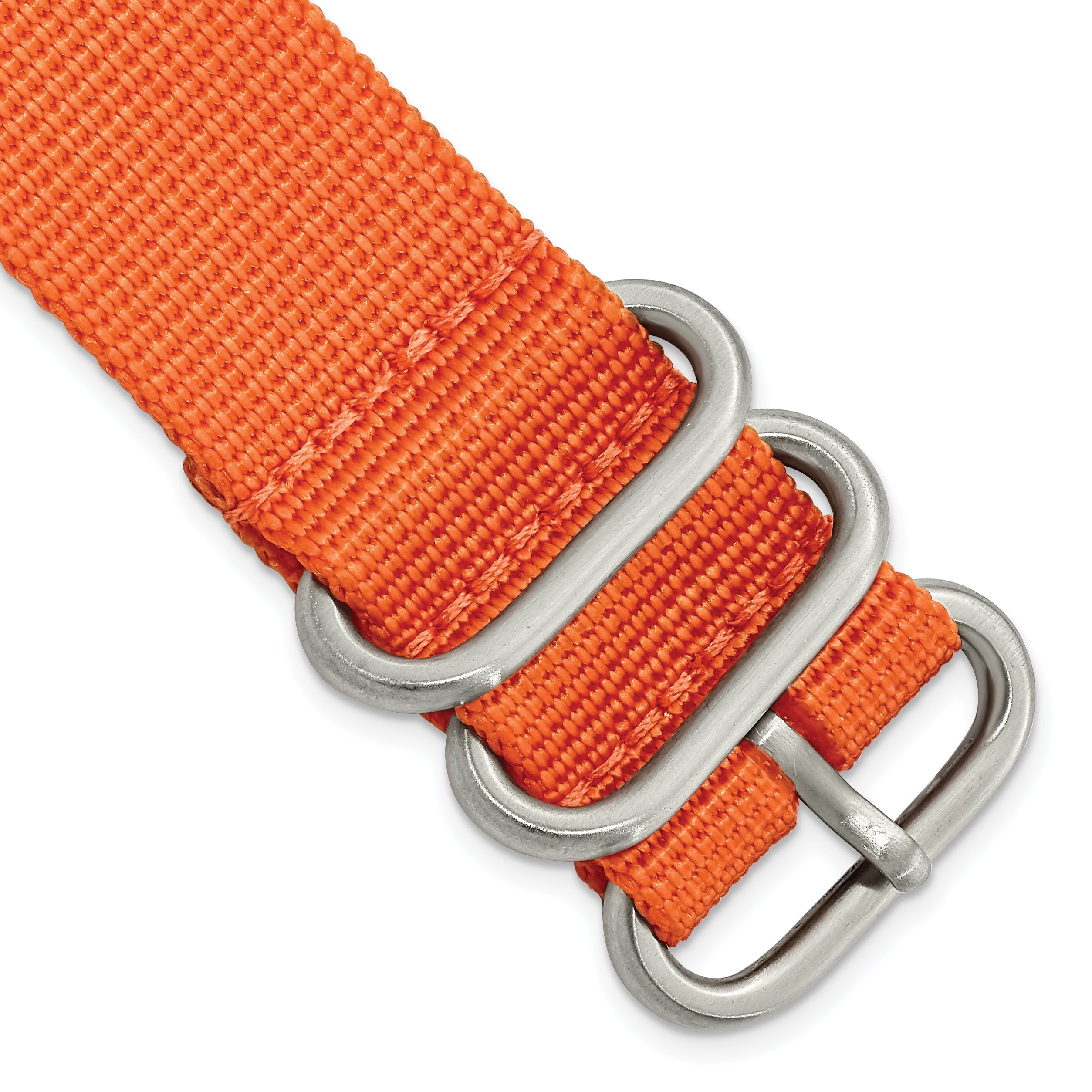 18mm Two-Piece Orange Ballistic Nylon with Brushed Stainless Steel Buckle and Quick Release Spring Bars 8.5 inch Watch Band