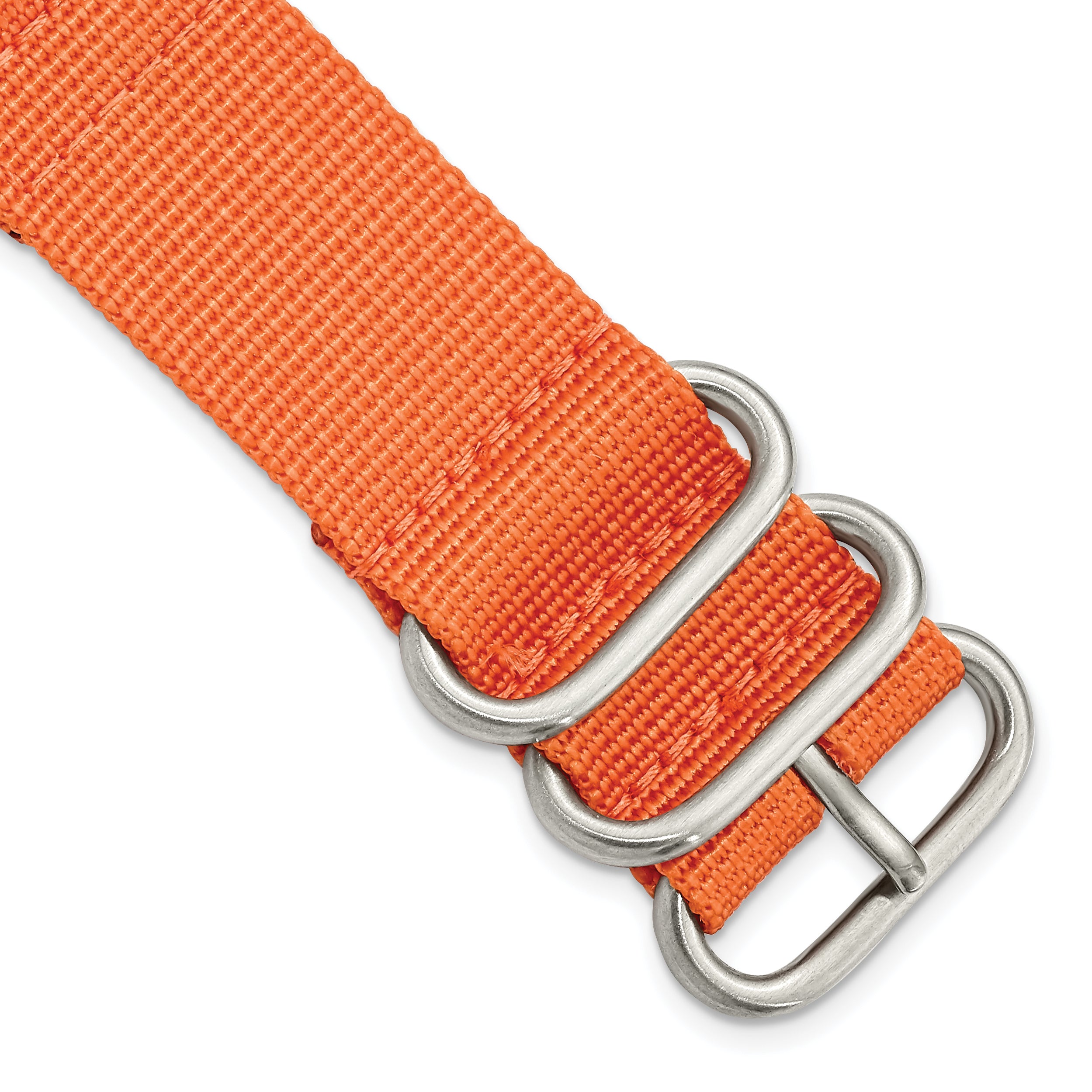 18mm Two-Piece Orange Ballistic Nylon with Brushed Stainless Steel Buckle and Quick Release Spring Bars 8.5 inch Watch Band