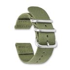 18mm Two-Piece Olive Ballistic Nylon with Brushed Stainless Steel Buckle and Quick Release Spring Bars 8.5 inch Watch Band