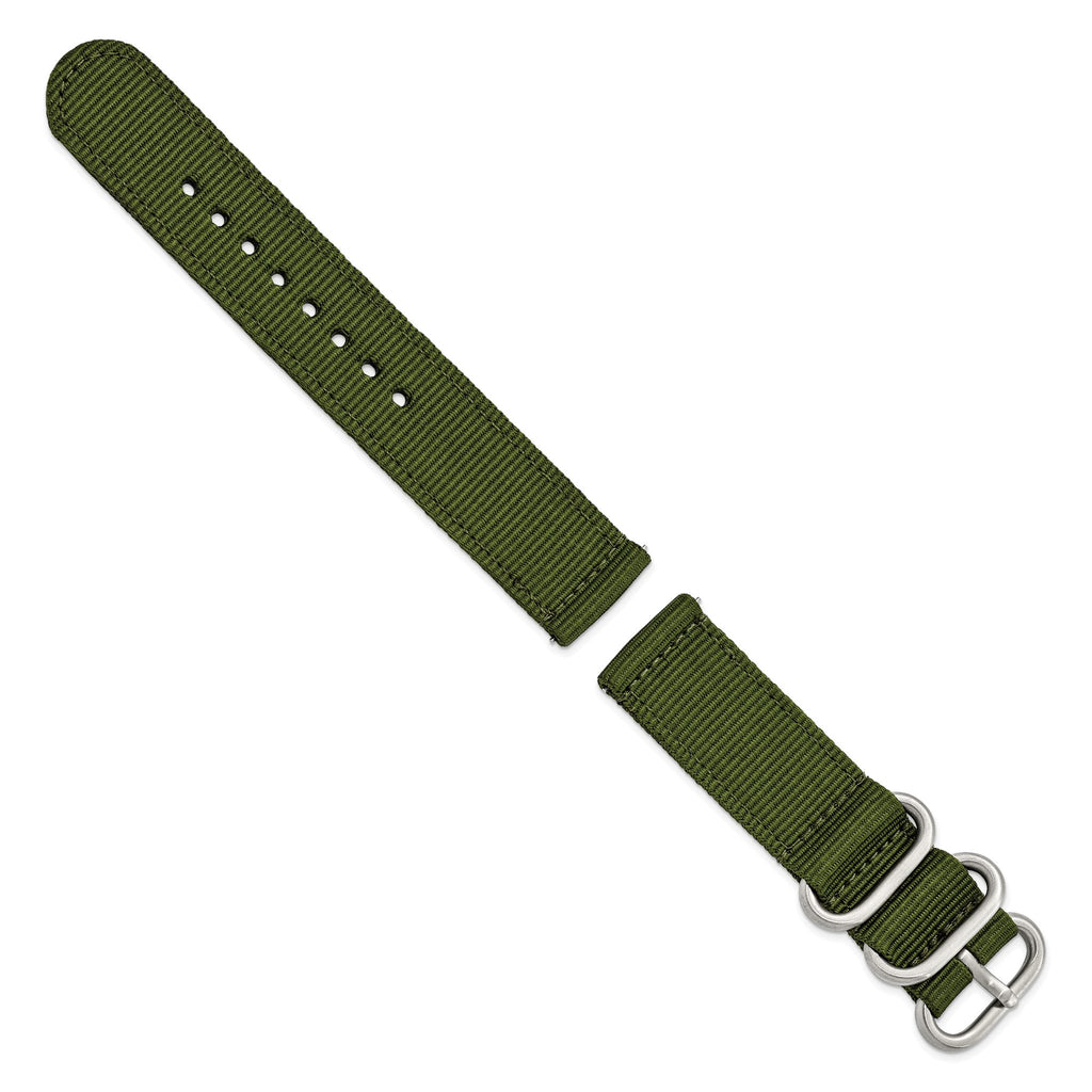 Two-Piece Olive Ballistic Nylon Watch Band in Fabric - Sophia Jewelers