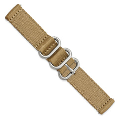 18mm Two-Piece Khaki Brown Ballistic Nylon with Brushed Stainless Steel Buckle and Quick Release Spring Bars 8.5 inch Watch Band