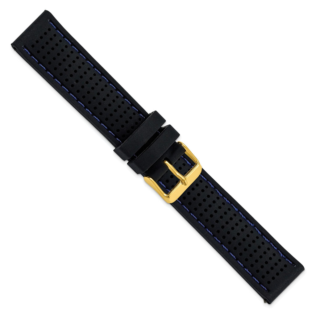Ventilated Blue Stitching Watch Band in Silicone Rubber - Sophia Jewelers