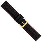 Red Ventilated Black Watch Band in Silicone Rubber - Sophia Jewelers