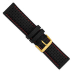 Red Ventilated Black Watch Band in Silicone Rubber - Sophia Jewelers