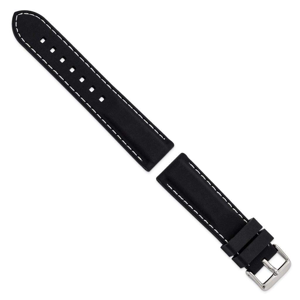 White Smooth Black Watch Band in Silicone Rubber - Sophia Jewelers