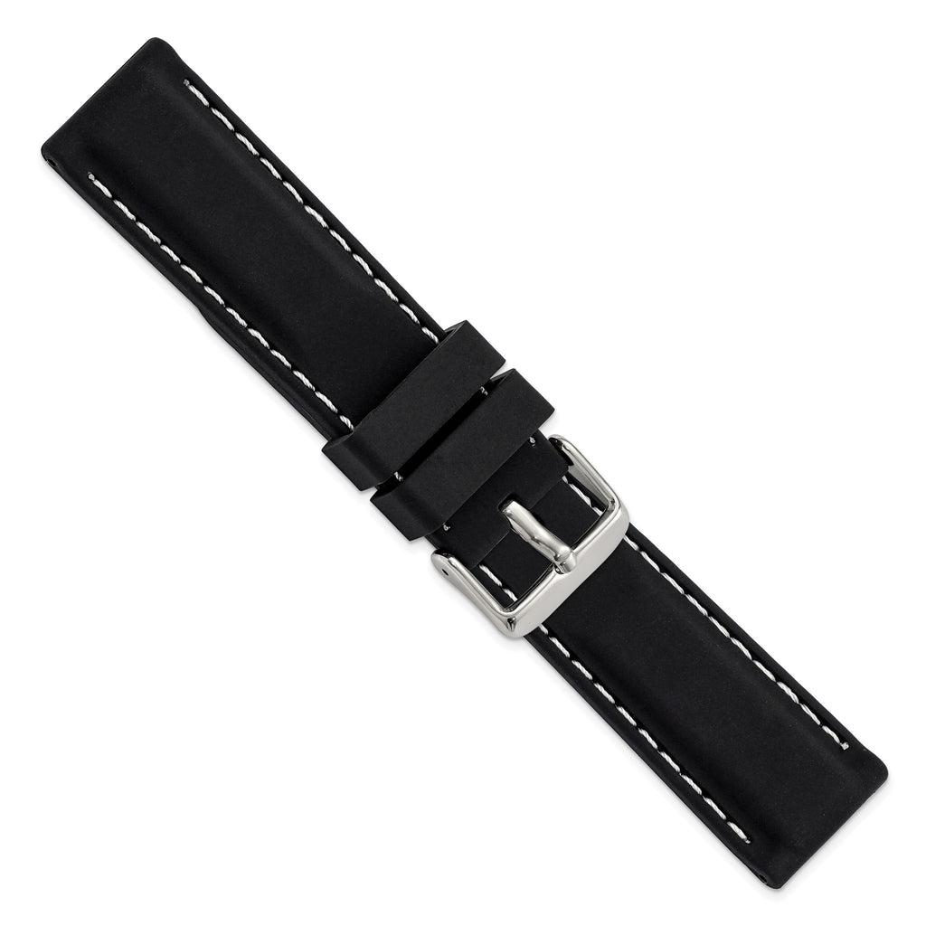 White Smooth Black Watch Band in Silicone Rubber - Sophia Jewelers
