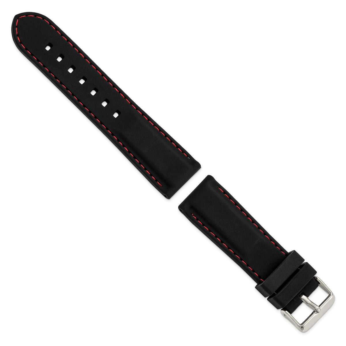 Red Stitching Watch Band in Silicone Rubber - Sophia Jewelers