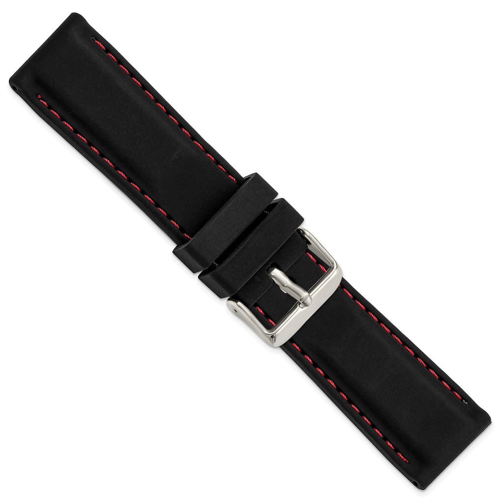 Red Stitching Watch Band in Silicone Rubber - Sophia Jewelers
