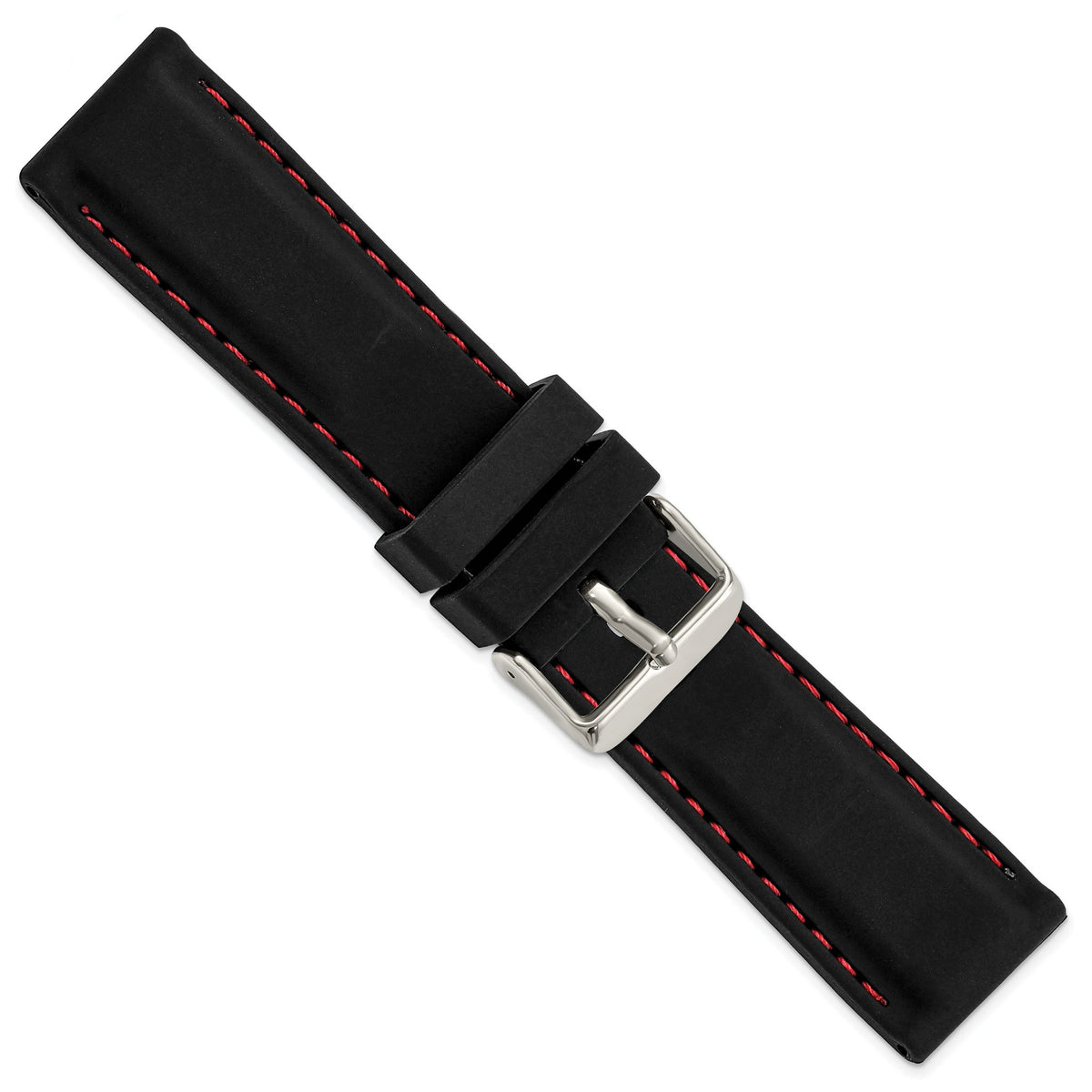 Red Stitching Watch Band in Silicone Rubber - Sophia Jewelers
