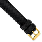 DeBeer 18mm Black Textured Silicone with Black Stitching and Gold-tone Buckle 8 inch Watch Band