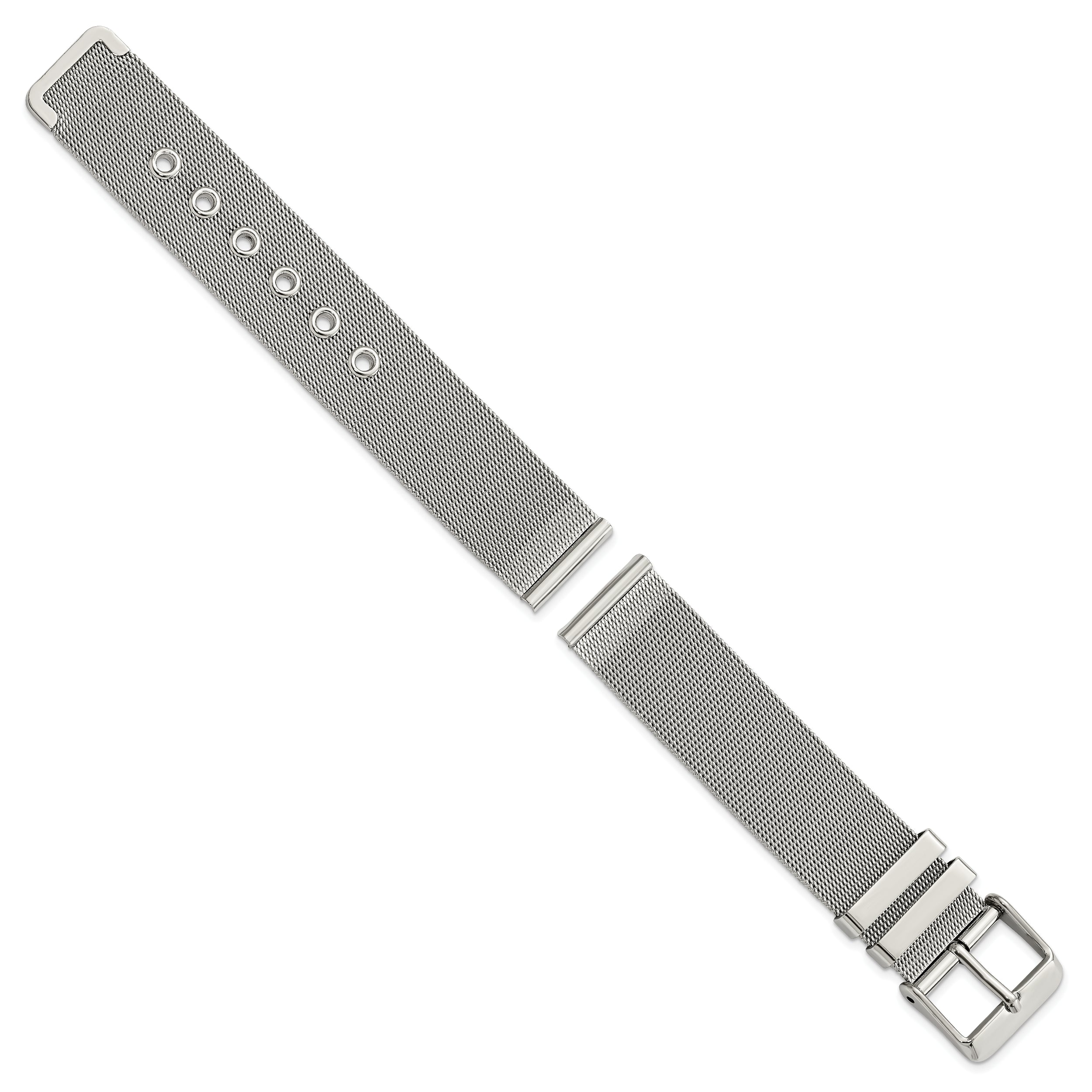 18mm Two-Piece Milanese Style Stainless Steel Fine Mesh 7.5 inch Watch Strap