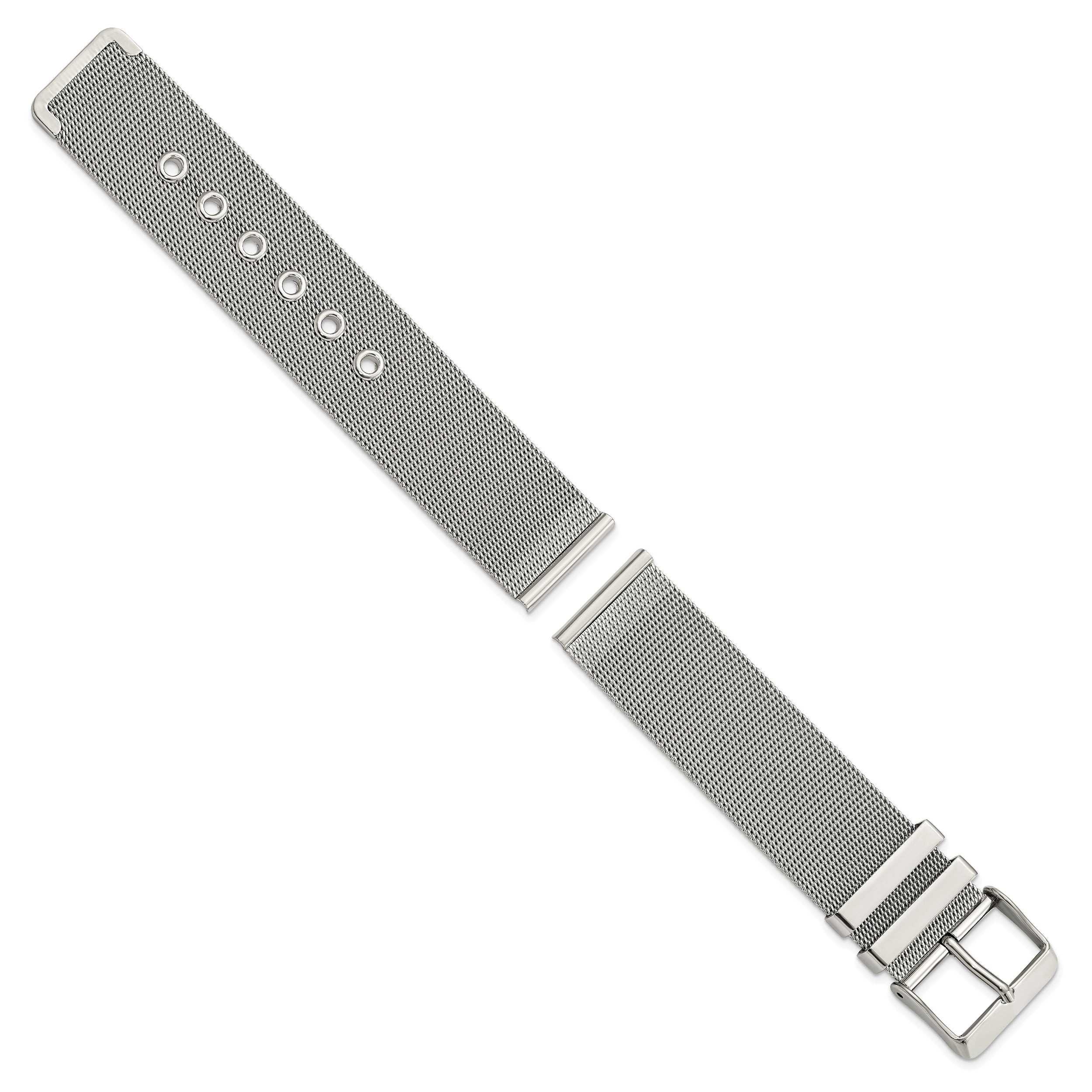 22mm Two-Piece Milanese Style Stainless Steel Fine Mesh 7.5 inch Watch Strap