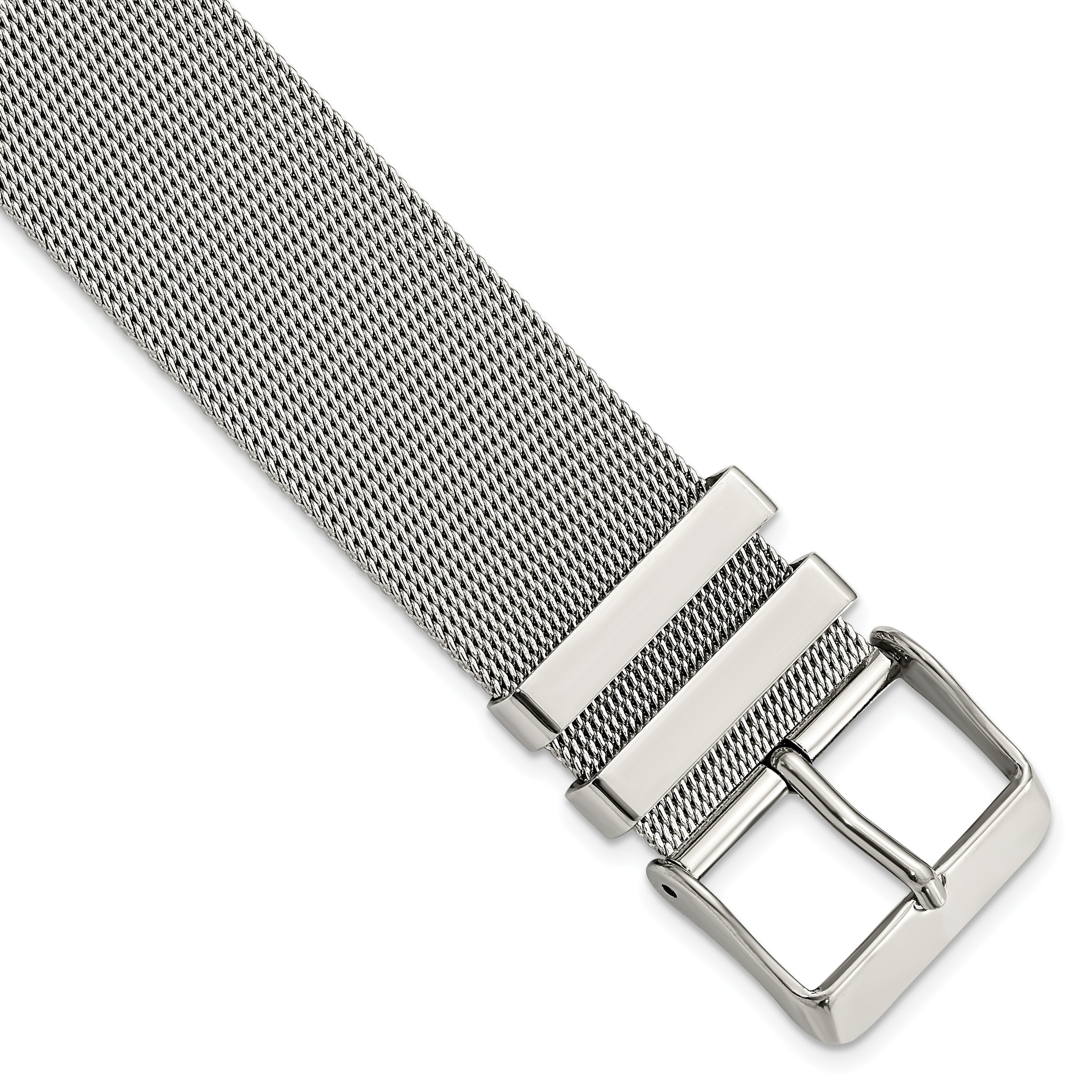 22mm Two-Piece Milanese Style Stainless Steel Fine Mesh 7.5 inch Watch Strap