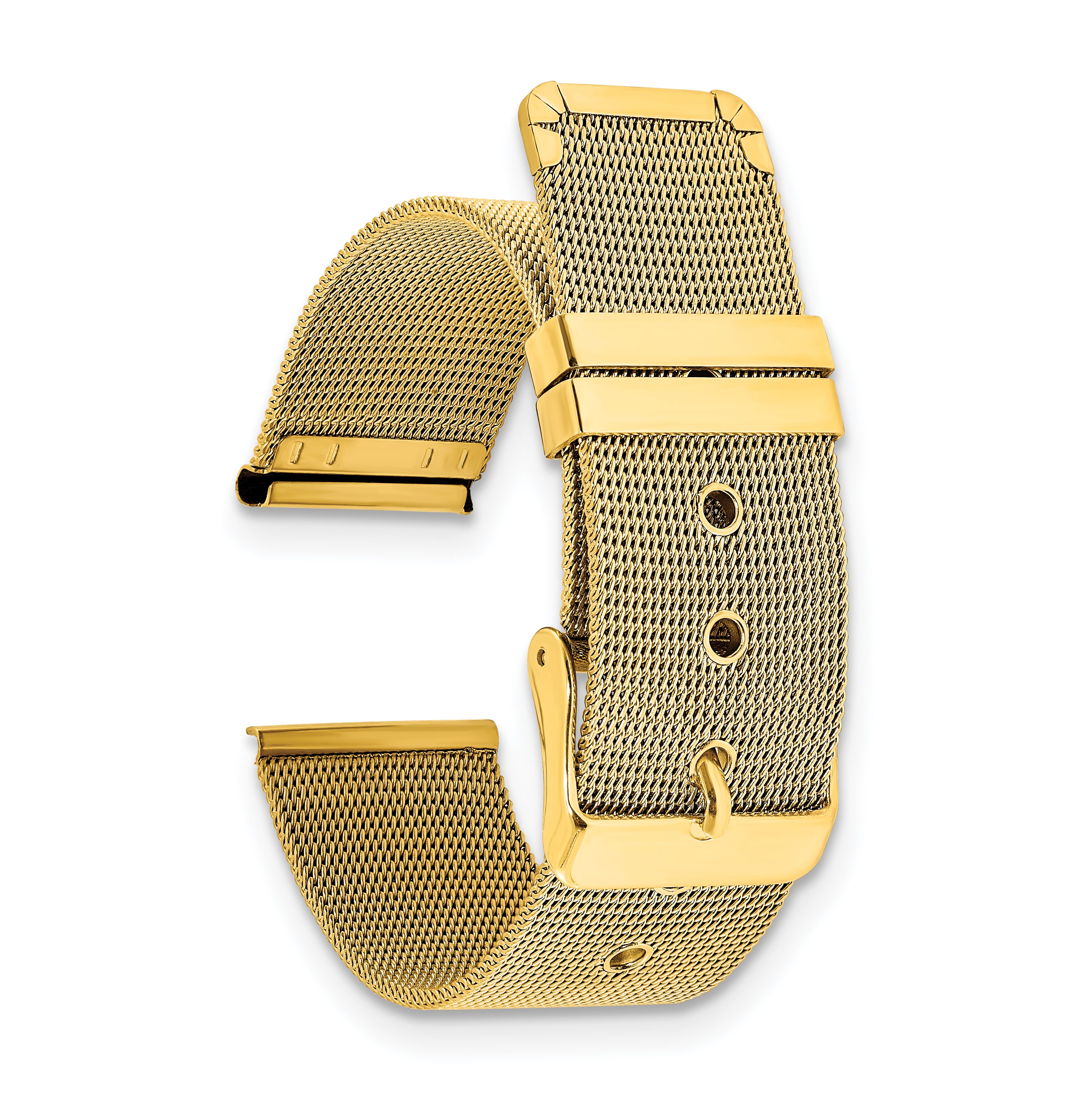 18mm Two-Piece Milanese Style Gold-tone Stainless Steel Fine Mesh 7.5 inch Watch Strap
