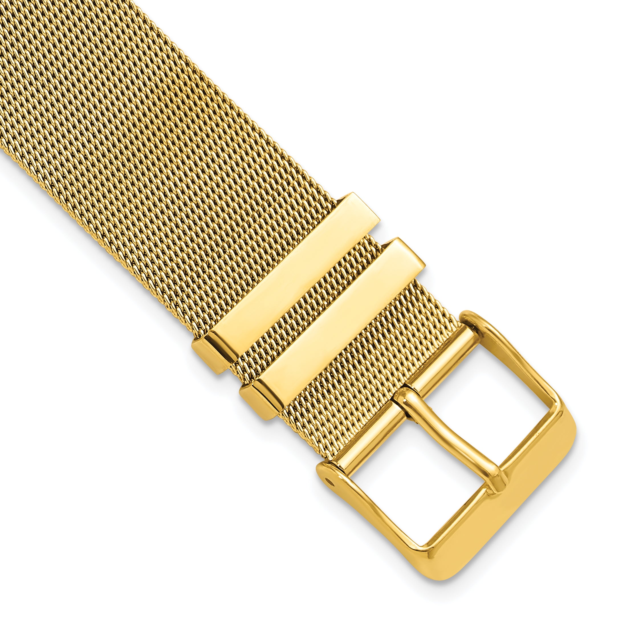 22mm Two-Piece Milanese Style Gold-tone Stainless Steel Fine Mesh 7.5 inch Watch Strap