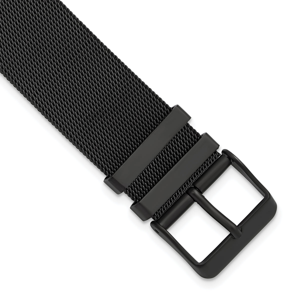 22mm Two-Piece Milanese Style Matte Black PVD-plated Stainless Steel Fine Mesh 7.5 inch Watch Strap