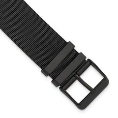 22mm Two-Piece Milanese Style Matte Black PVD-plated Stainless Steel Fine Mesh 7.5 inch Watch Strap