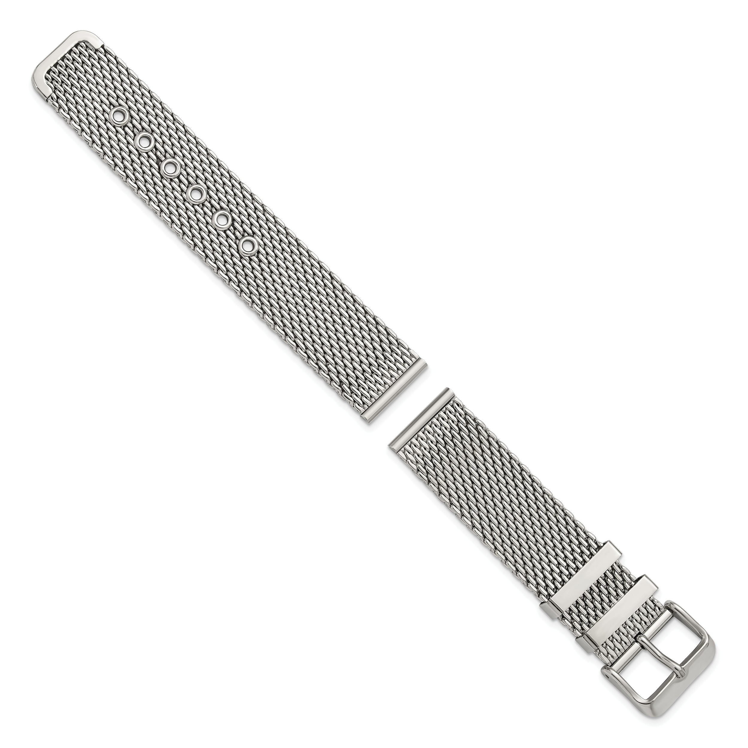 18mm Two-Piece Stainless Steel Mesh 7.5 inch Watch Strap