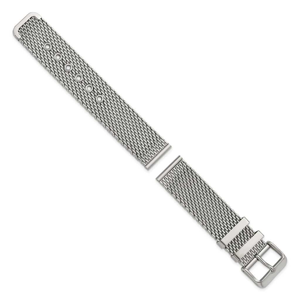 18mm Two-Piece Stainless Steel Mesh 7.5 inch Watch Strap