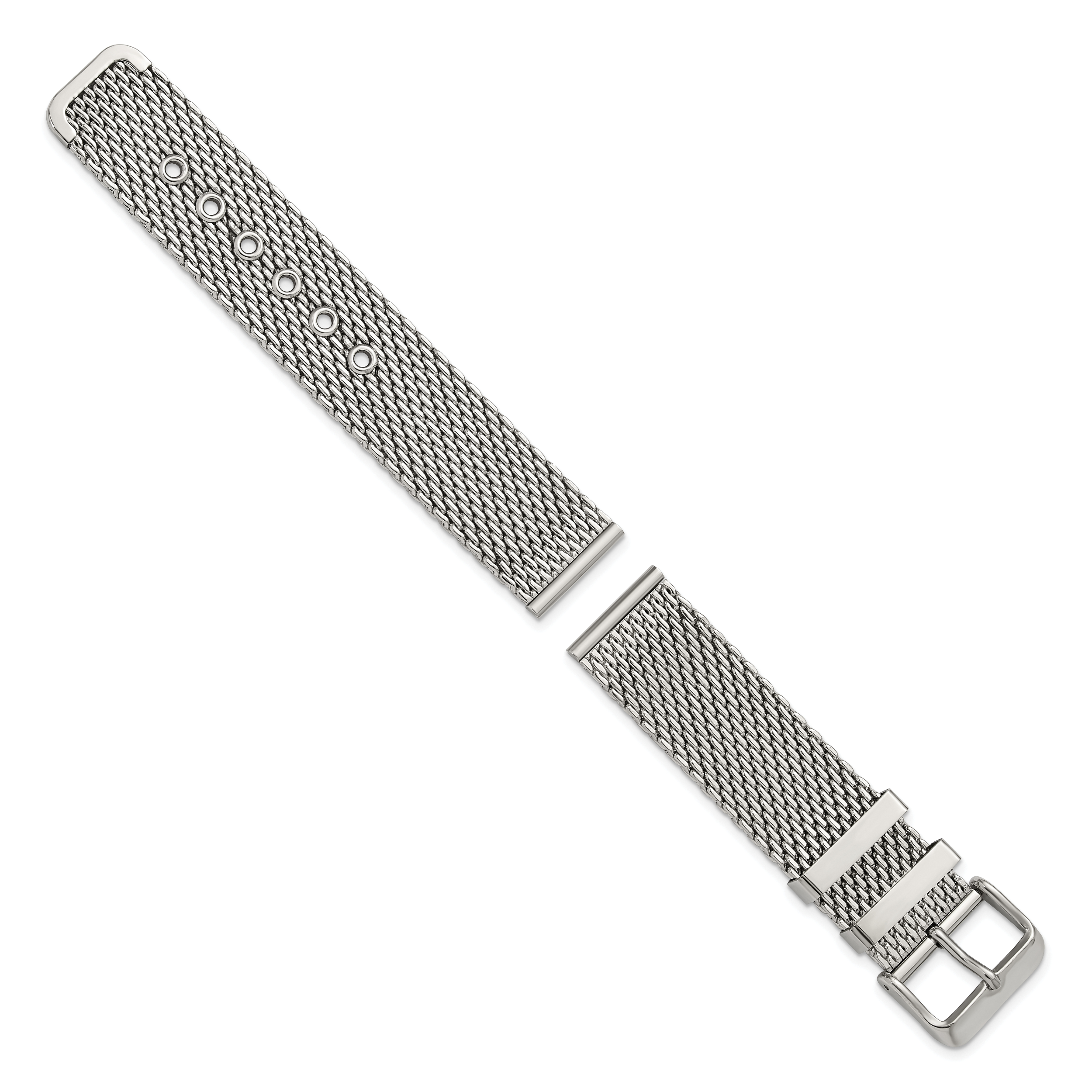 18mm Two-Piece Stainless Steel Mesh 7.5 inch Watch Strap