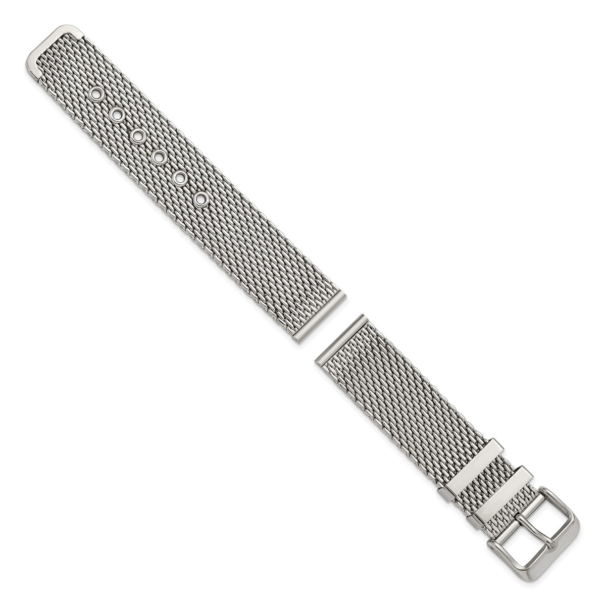 Two-Piece Mesh Watch Band in Stainless Steel, Silver-Tone - Sophia Jewelers