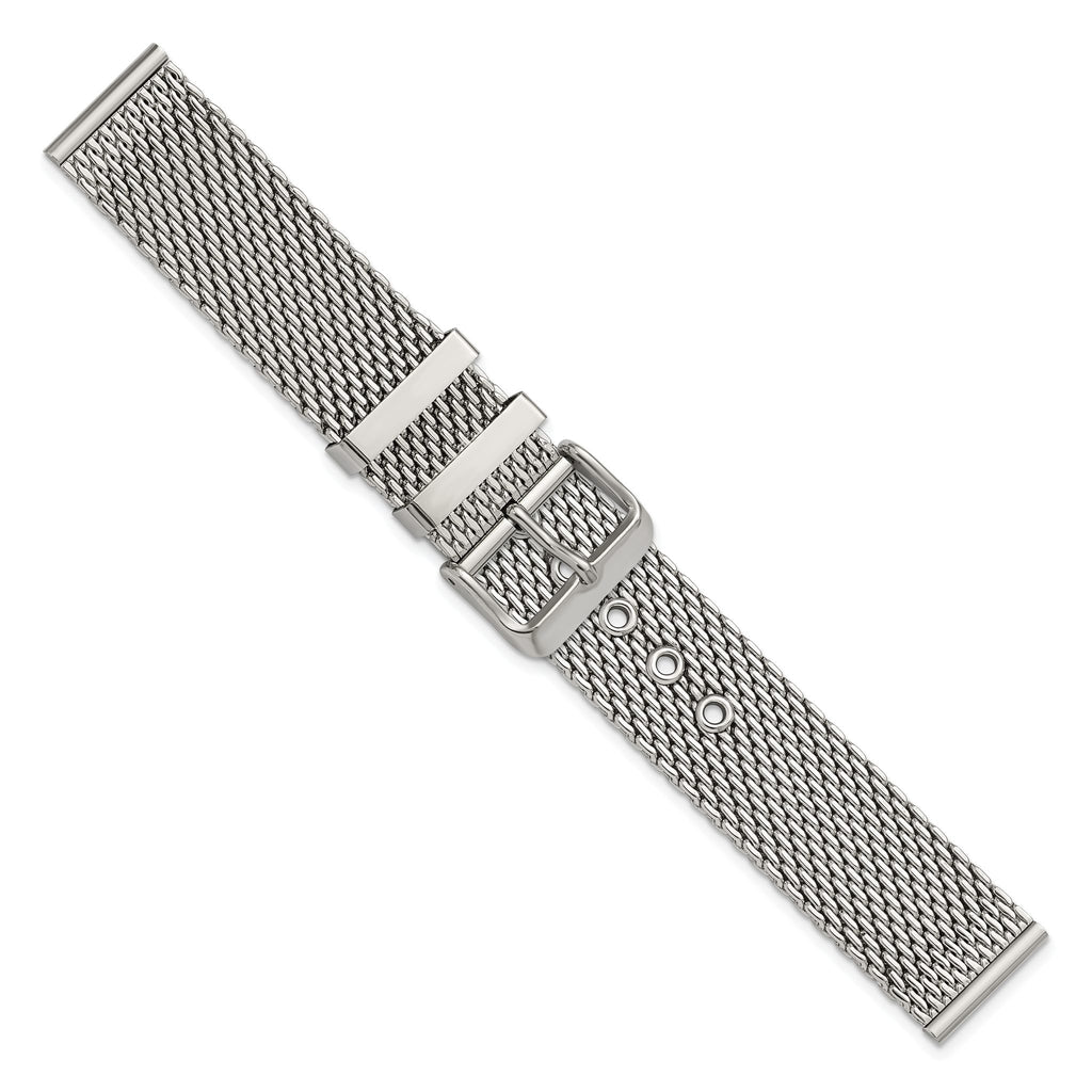 Two-Piece Mesh Watch Band in Stainless Steel, Silver-Tone - Sophia Jewelers