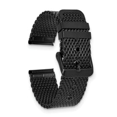 22mm Two-Piece Matte Black PVD-plated Stainless Steel Mesh 7.5 inch Watch Strap
