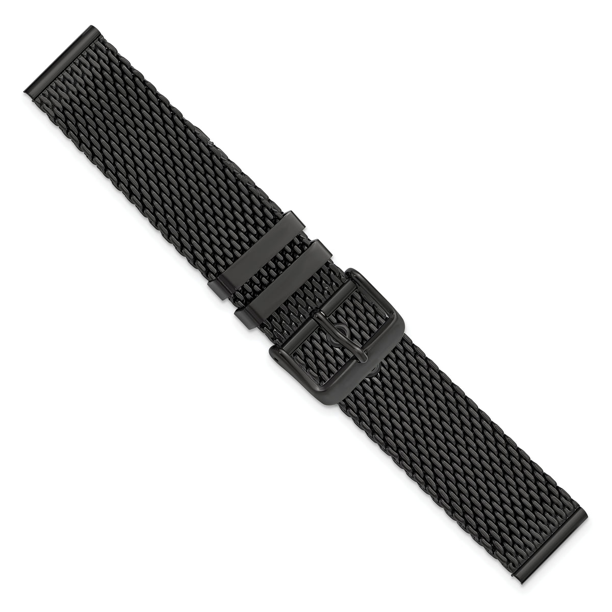 DeBeer 18mm Two-Piece Matte Black PVD-plated Stainless Steel Mesh 7.5 inch Watch Strap