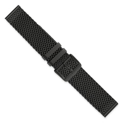 22mm Two-Piece Matte Black PVD-plated Stainless Steel Mesh 7.5 inch Watch Strap