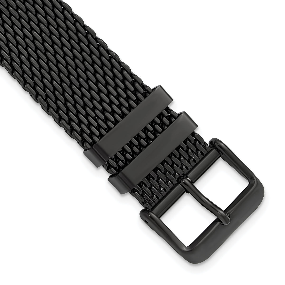 22mm Two-Piece Matte Black PVD-plated Stainless Steel Mesh 7.5 inch Watch Strap