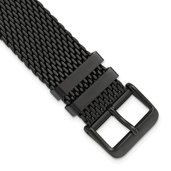 22mm Two-Piece Matte Black PVD-plated Stainless Steel Mesh 7.5 inch Watch Strap