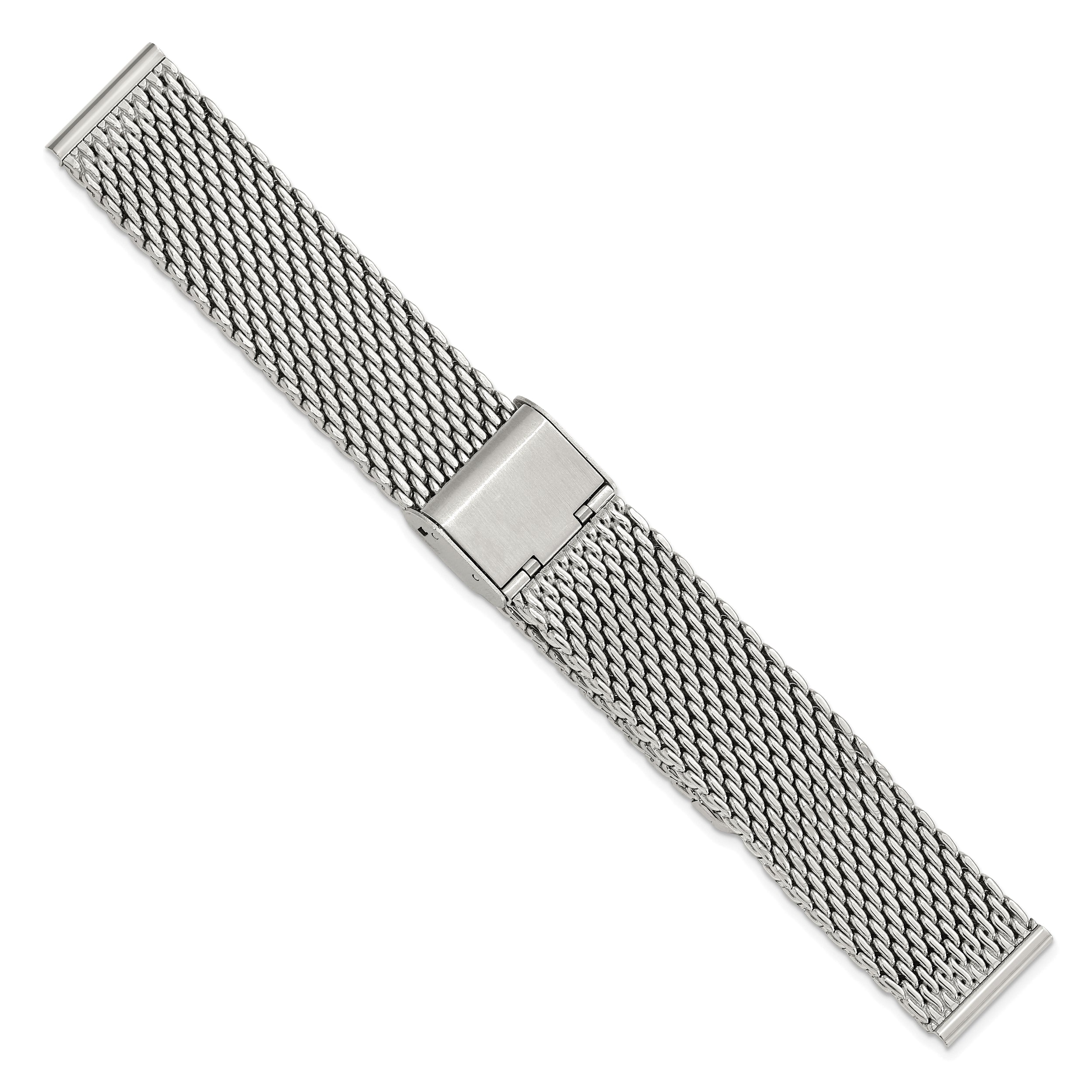18mm Stainless Steel Mesh with Deployment Clasp 7.5 inch Watch Strap