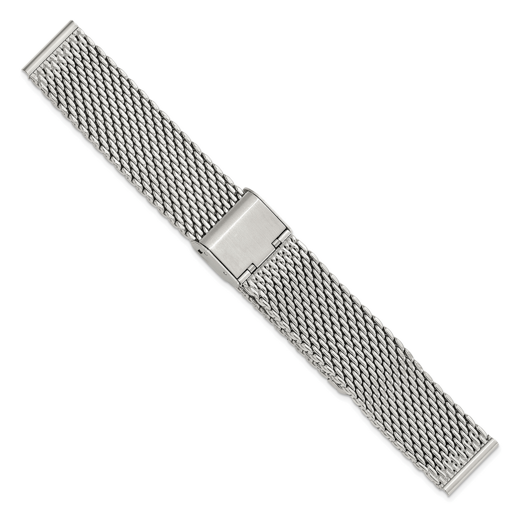 18mm Stainless Steel Mesh with Deployment Clasp 7.5 inch Watch Strap